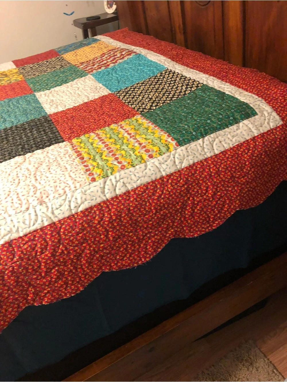 HAND PIECED  - ONE OF A KIND  Multicolor Patchwork Quilt